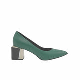 Pantofi office cu toc modern Saima Green