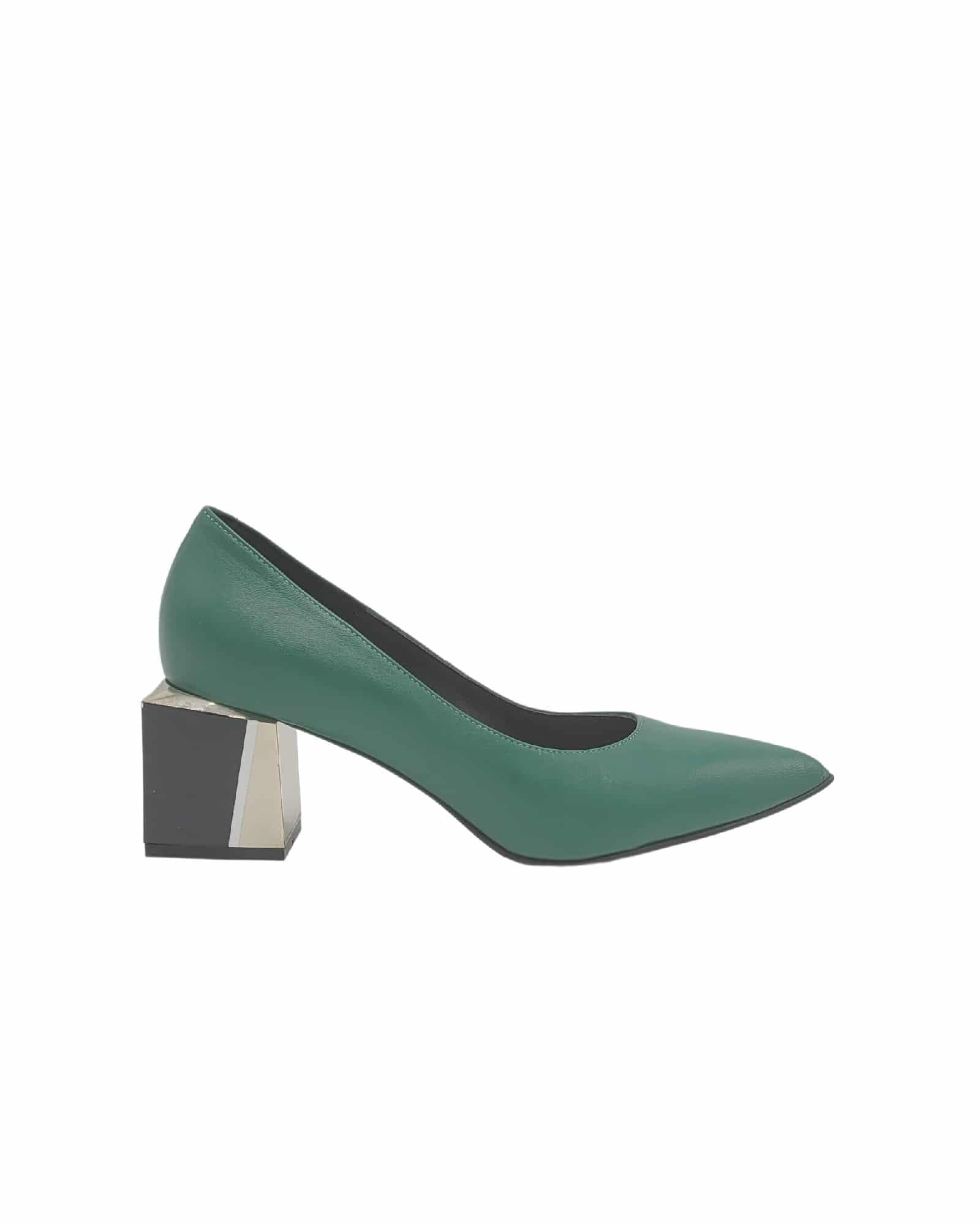 Pantofi office cu toc modern Saima Green