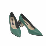 Pantofi office cu toc modern Saima Green
