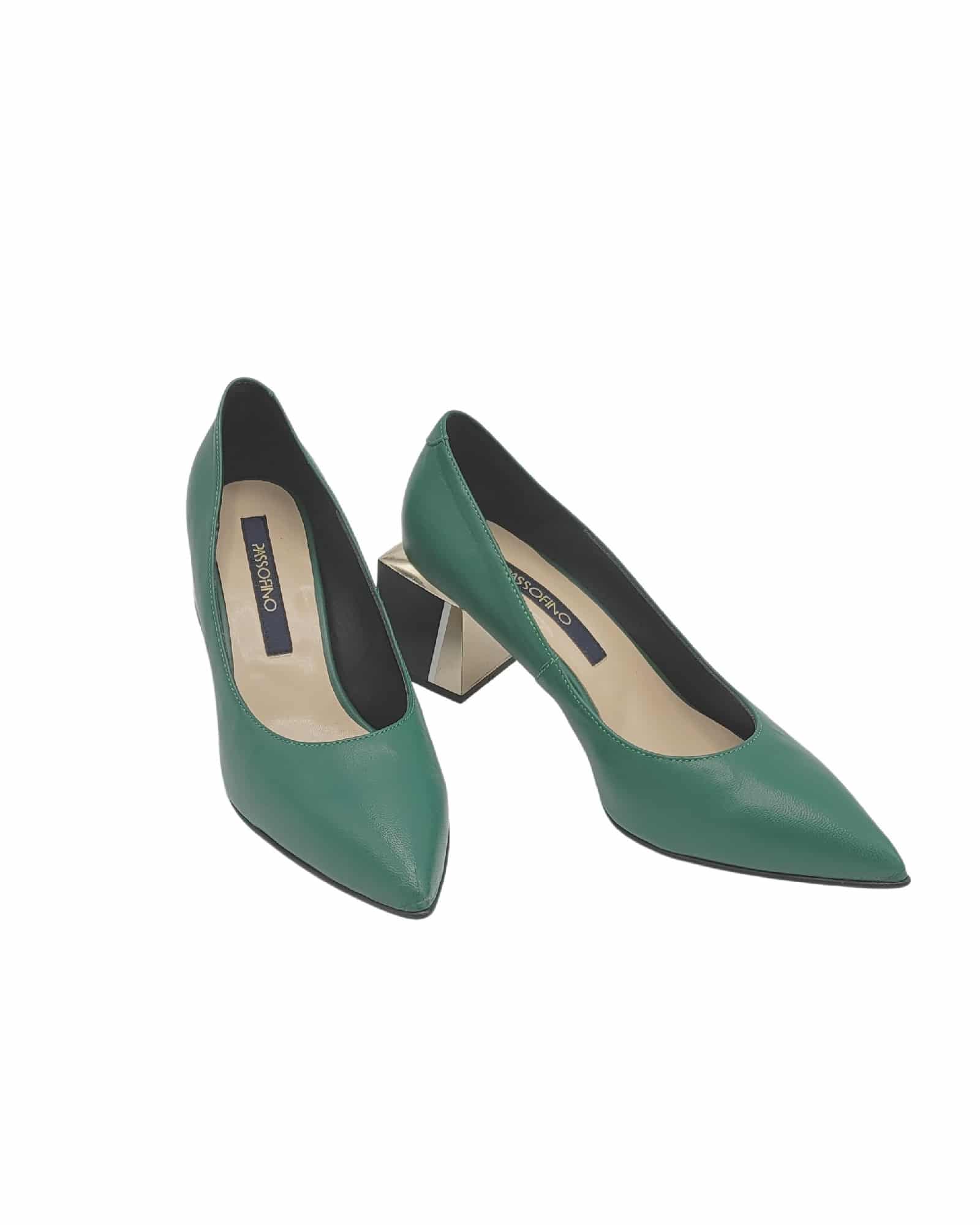 Pantofi office cu toc modern Saima Green