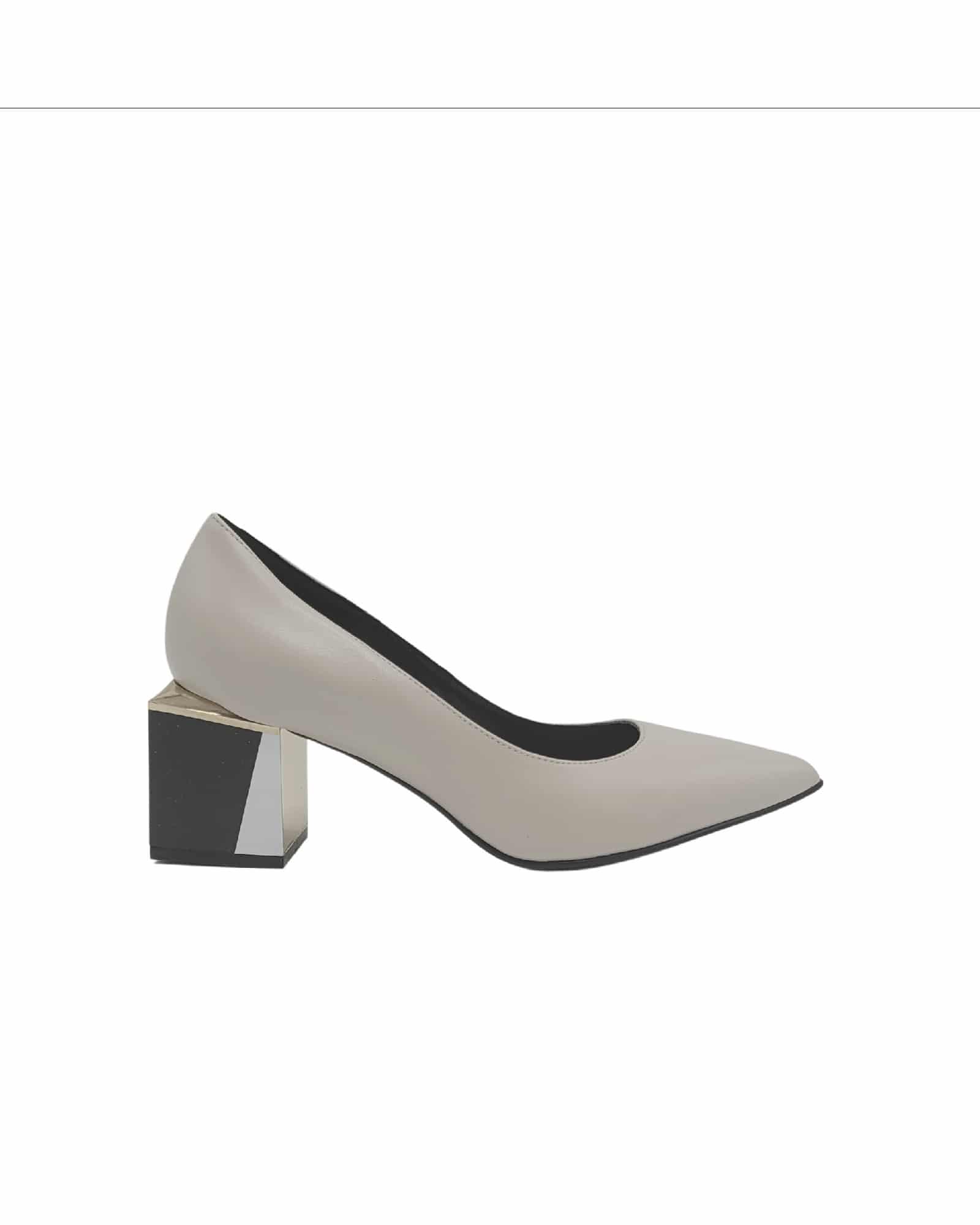 Pantofi office cu toc modern Saima Grey