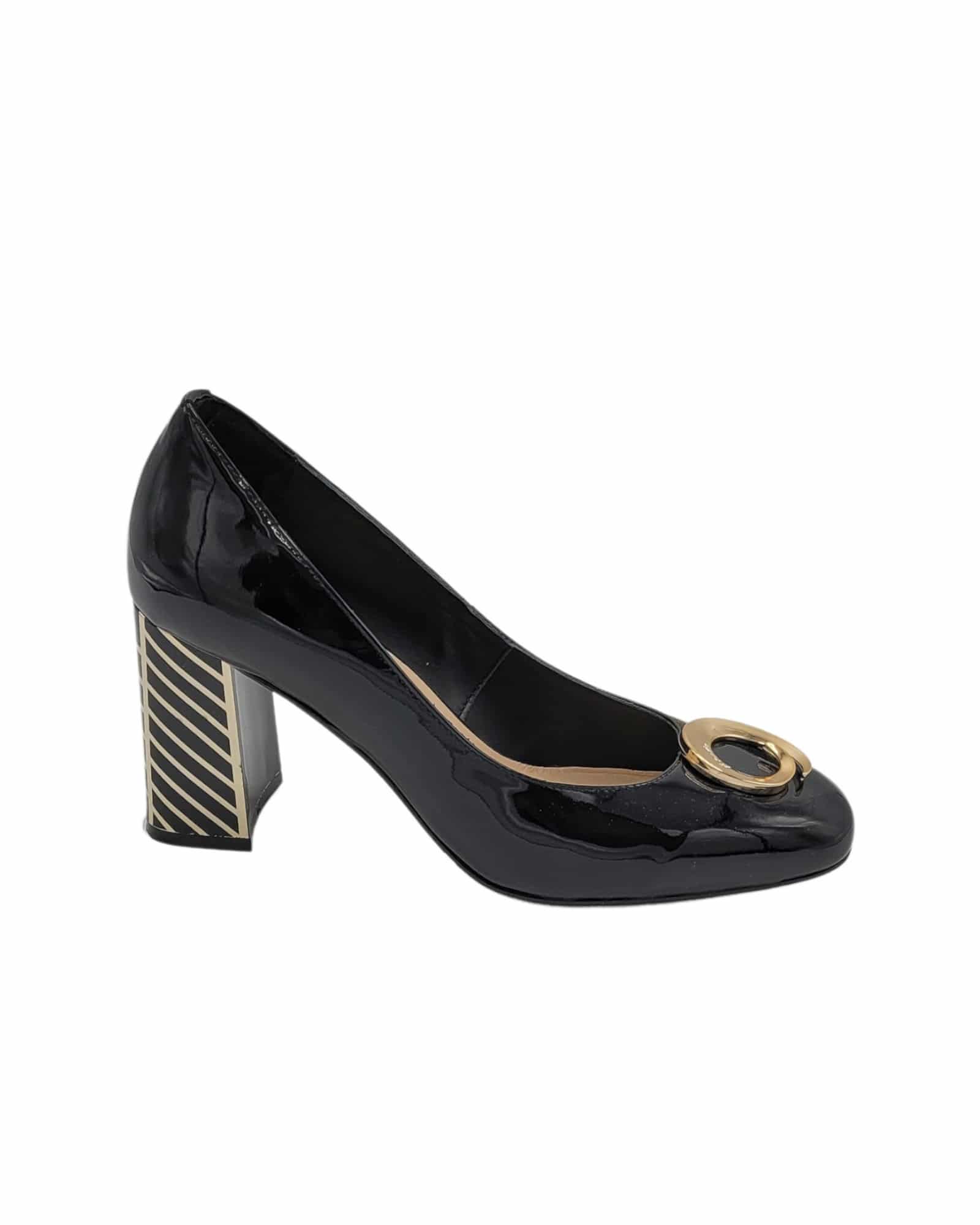 Pantofi office din piele lacuita Amira Black