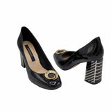 Pantofi office din piele lacuita Amira Black
