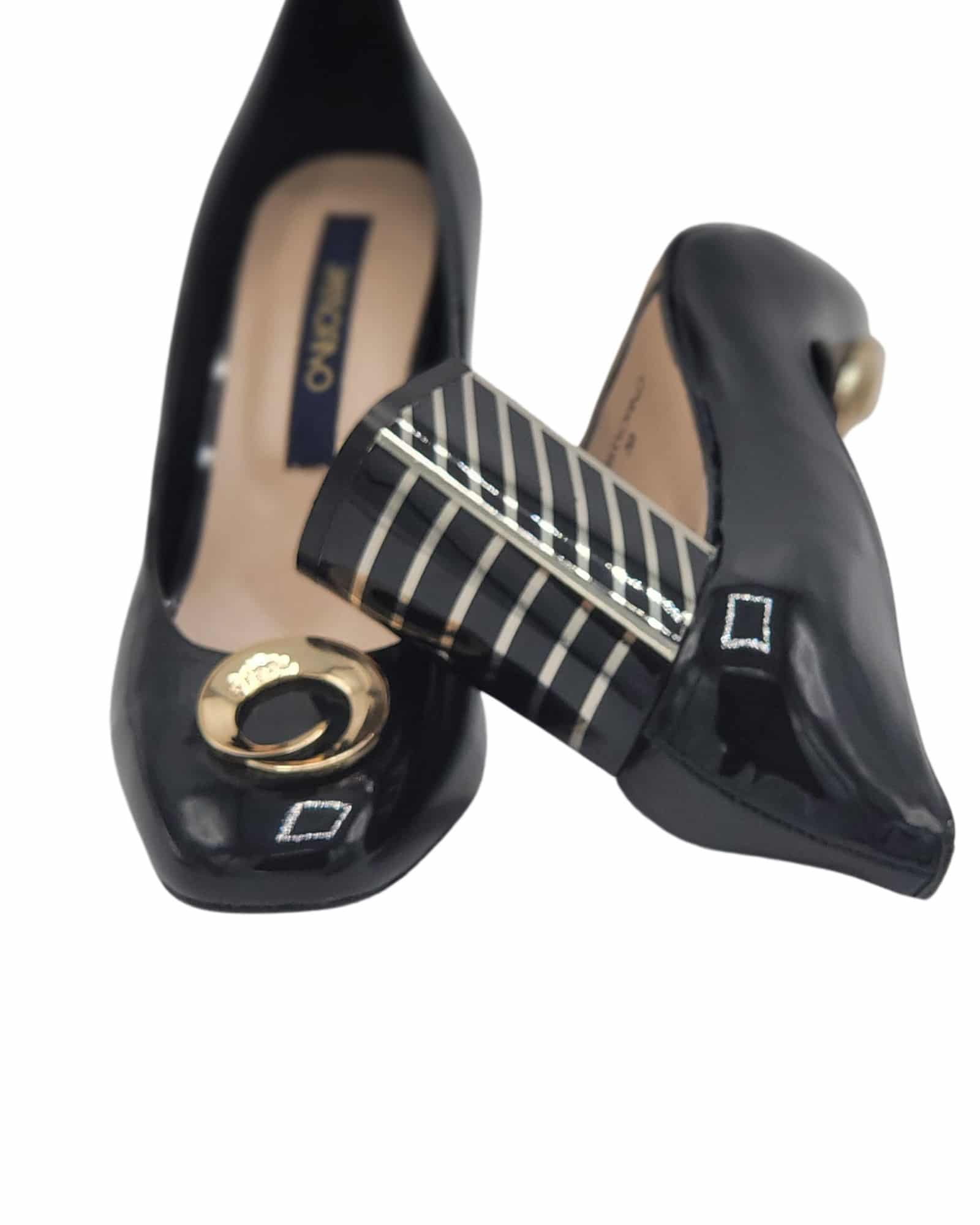 Pantofi office din piele lacuita Amira Black