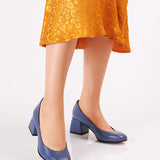Pantofi office din piele soft Wanda blue