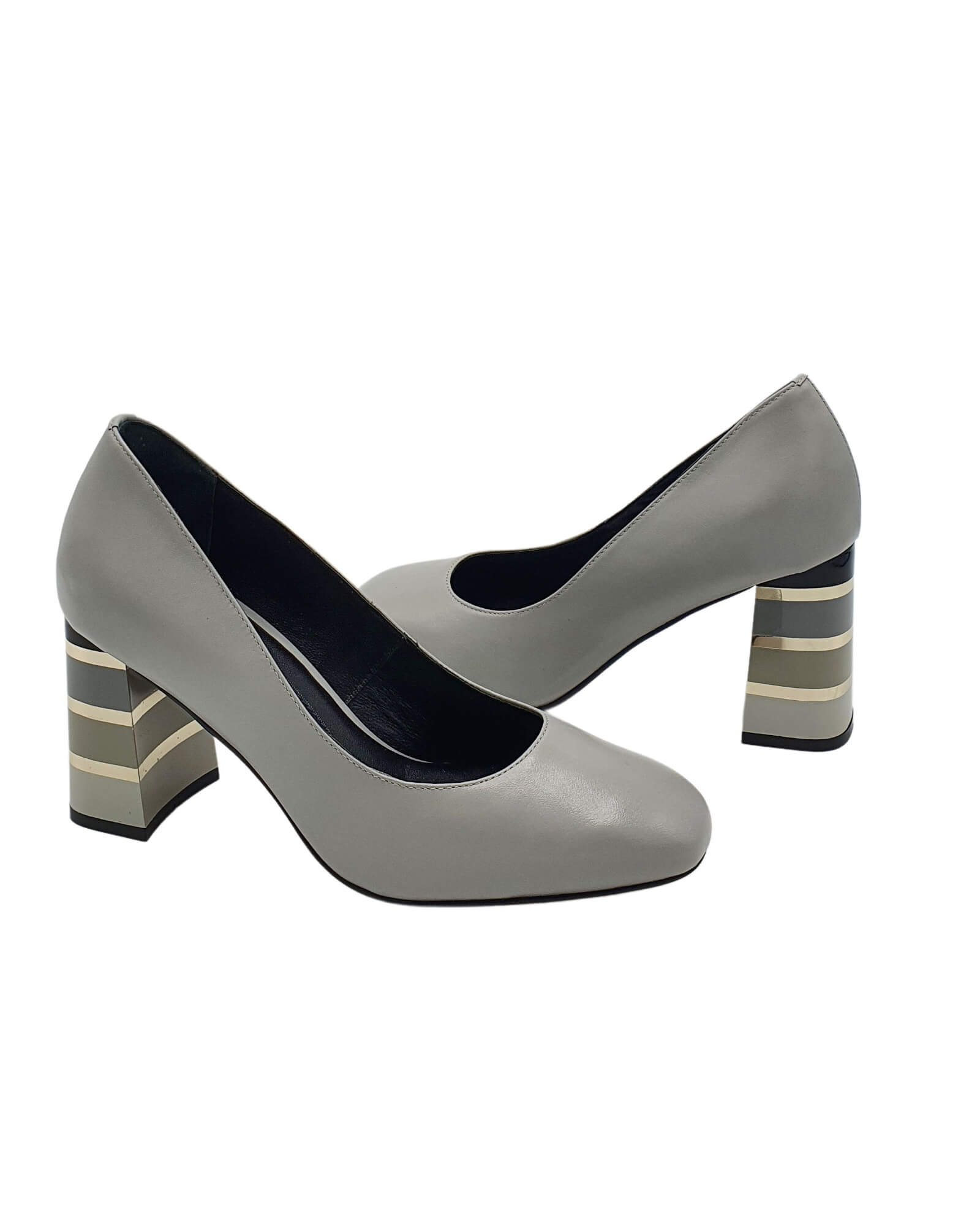 Pantofi office toc multicolor London Grey