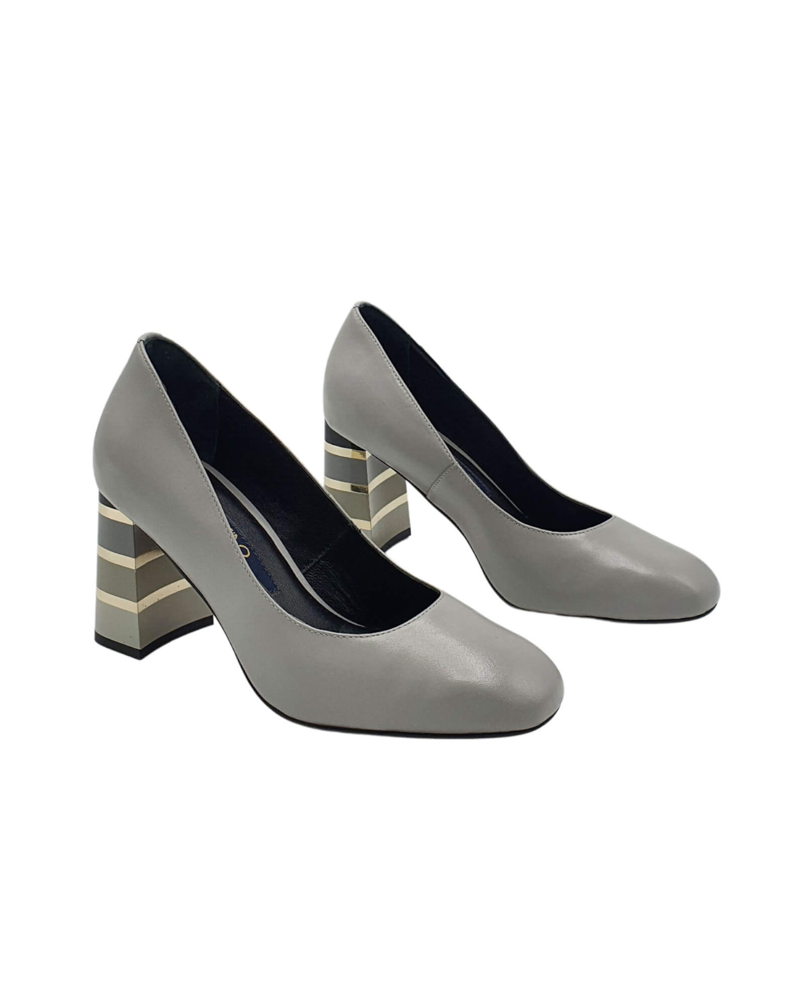 Pantofi office toc multicolor London Grey