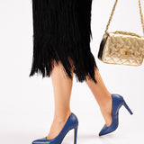 Pantofi stiletto din piele soft Kate Blue