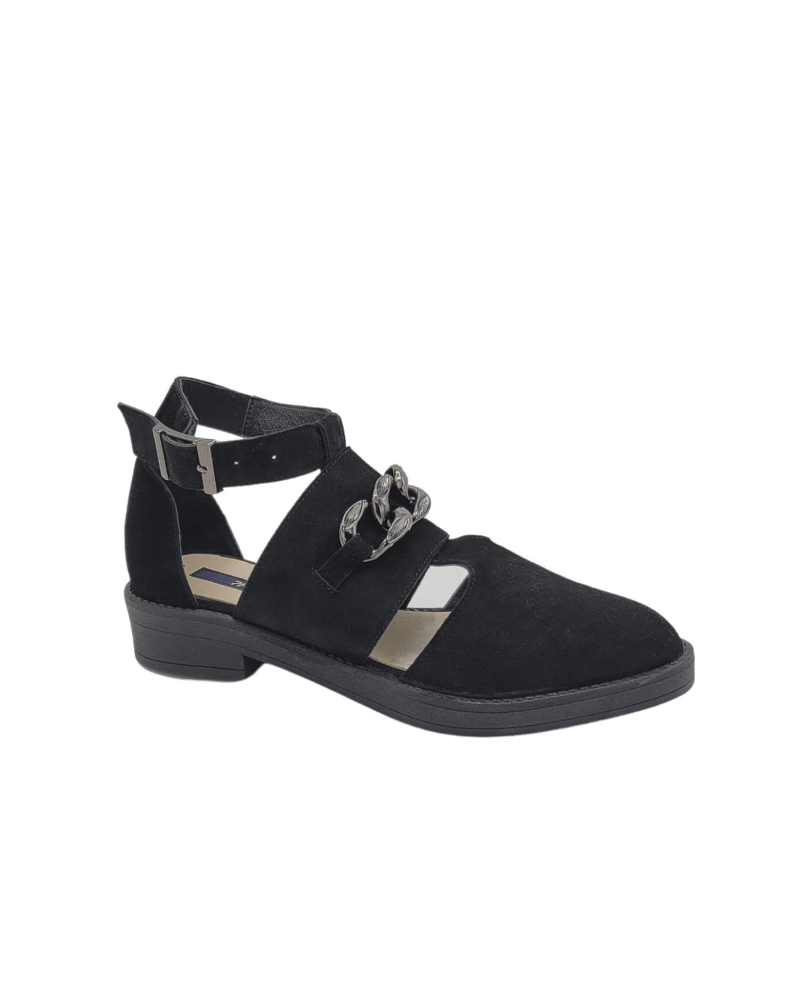 Pantofi trendy din piele intoarsa Ramina Black