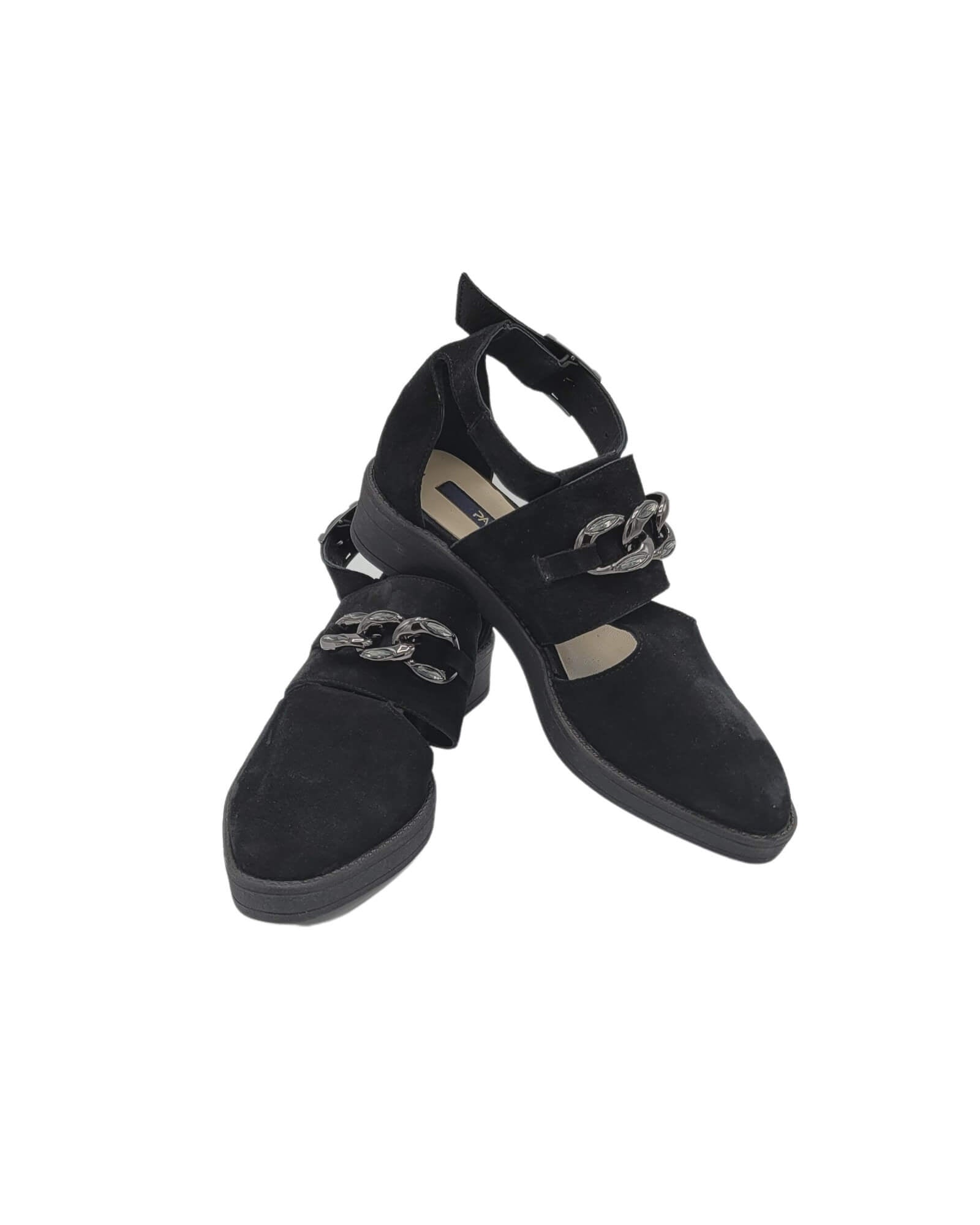 Pantofi trendy din piele intoarsa Ramina Black