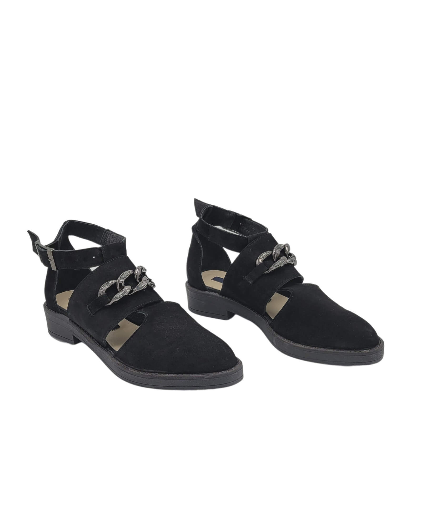 Pantofi trendy din piele intoarsa Ramina Black