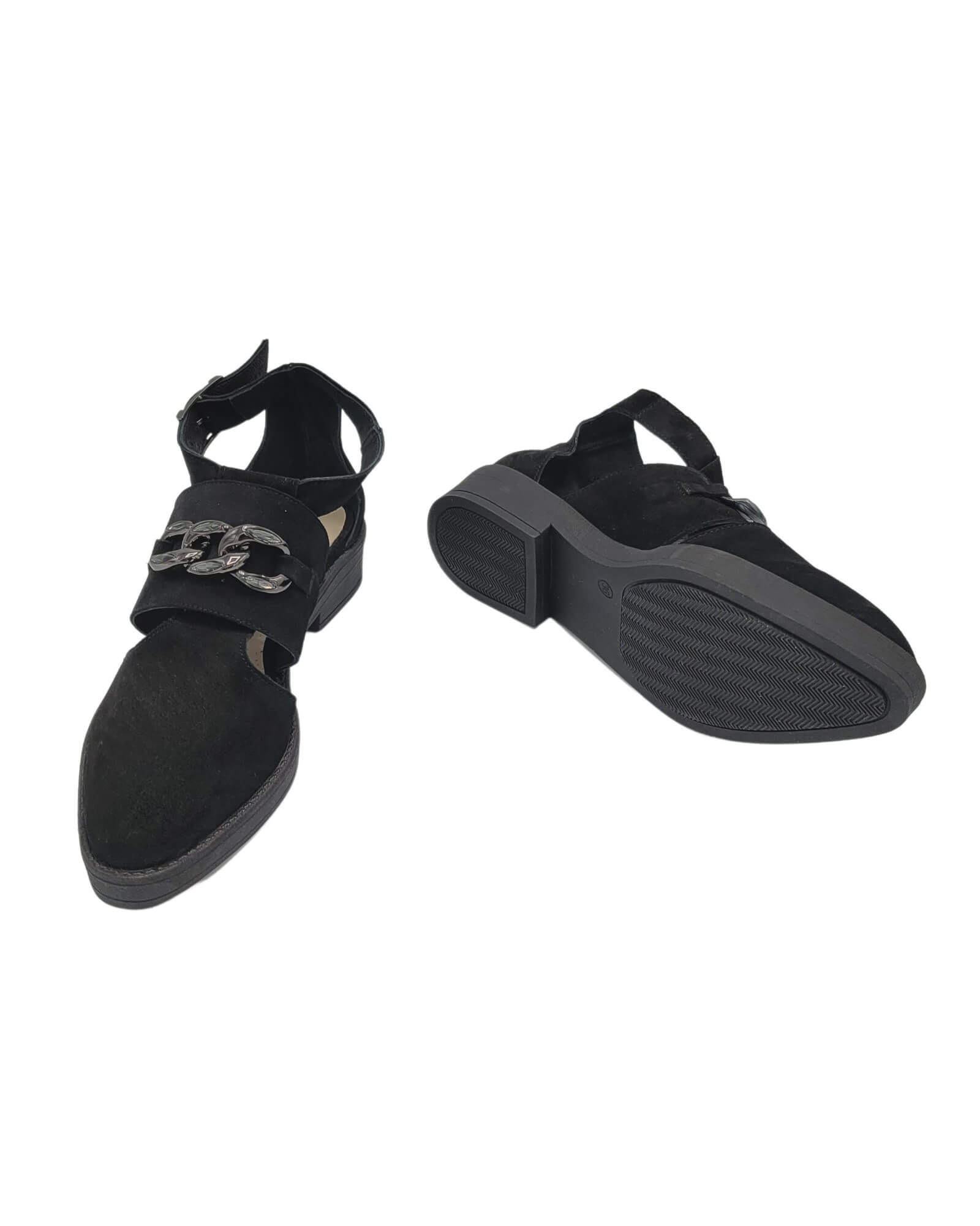 Pantofi trendy din piele intoarsa Ramina Black
