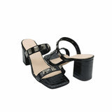 Papuci accesorizati Alma negru imprimeu