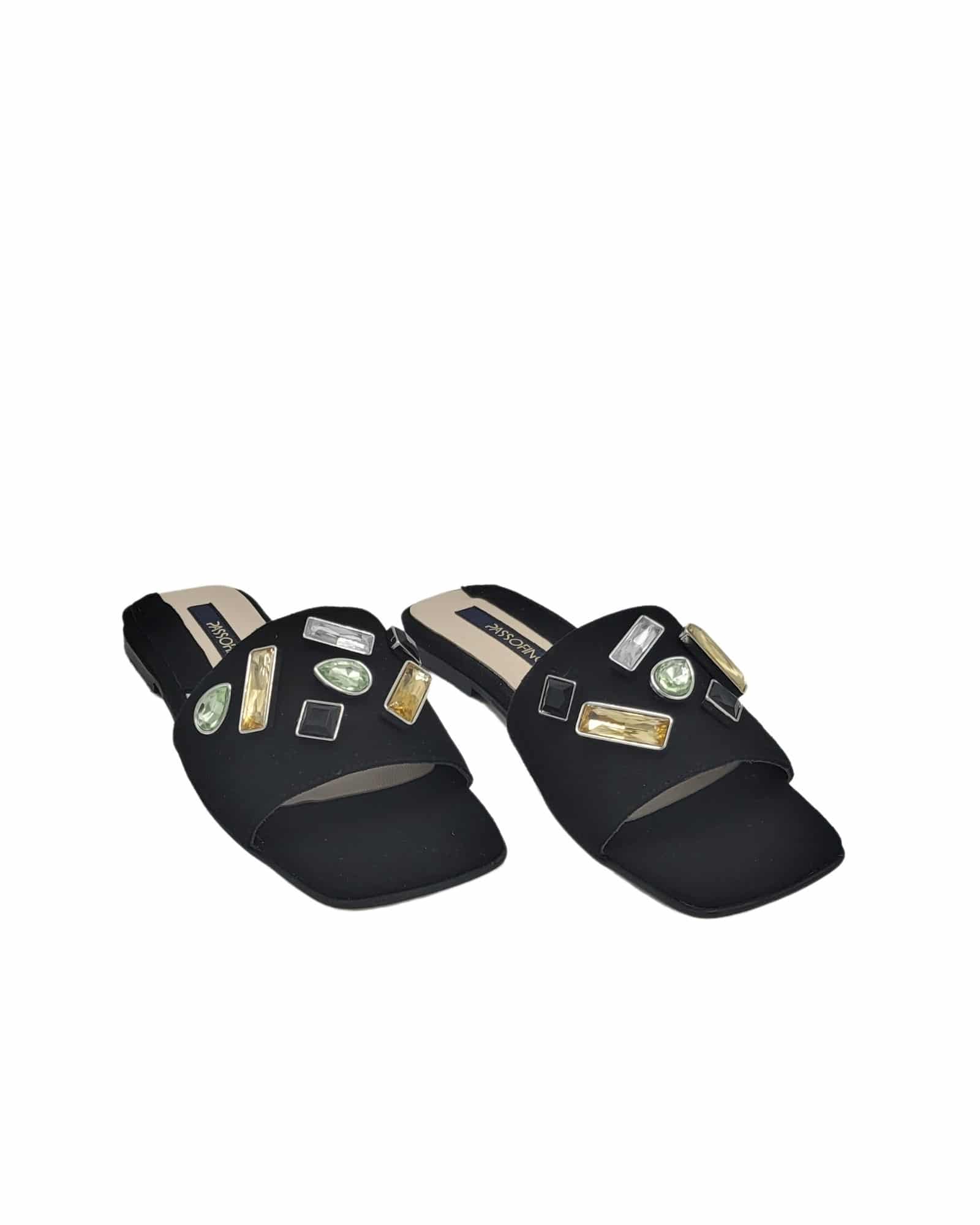 Papuci accesorizati din piele intoarsa StoneBlack