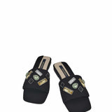 Papuci accesorizati din piele intoarsa StoneBlack