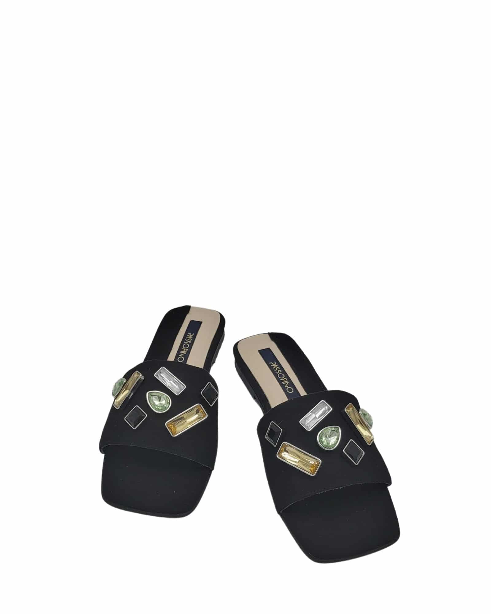 Papuci accesorizati din piele intoarsa StoneBlack