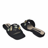 Papuci accesorizati din piele intoarsa StoneBlack