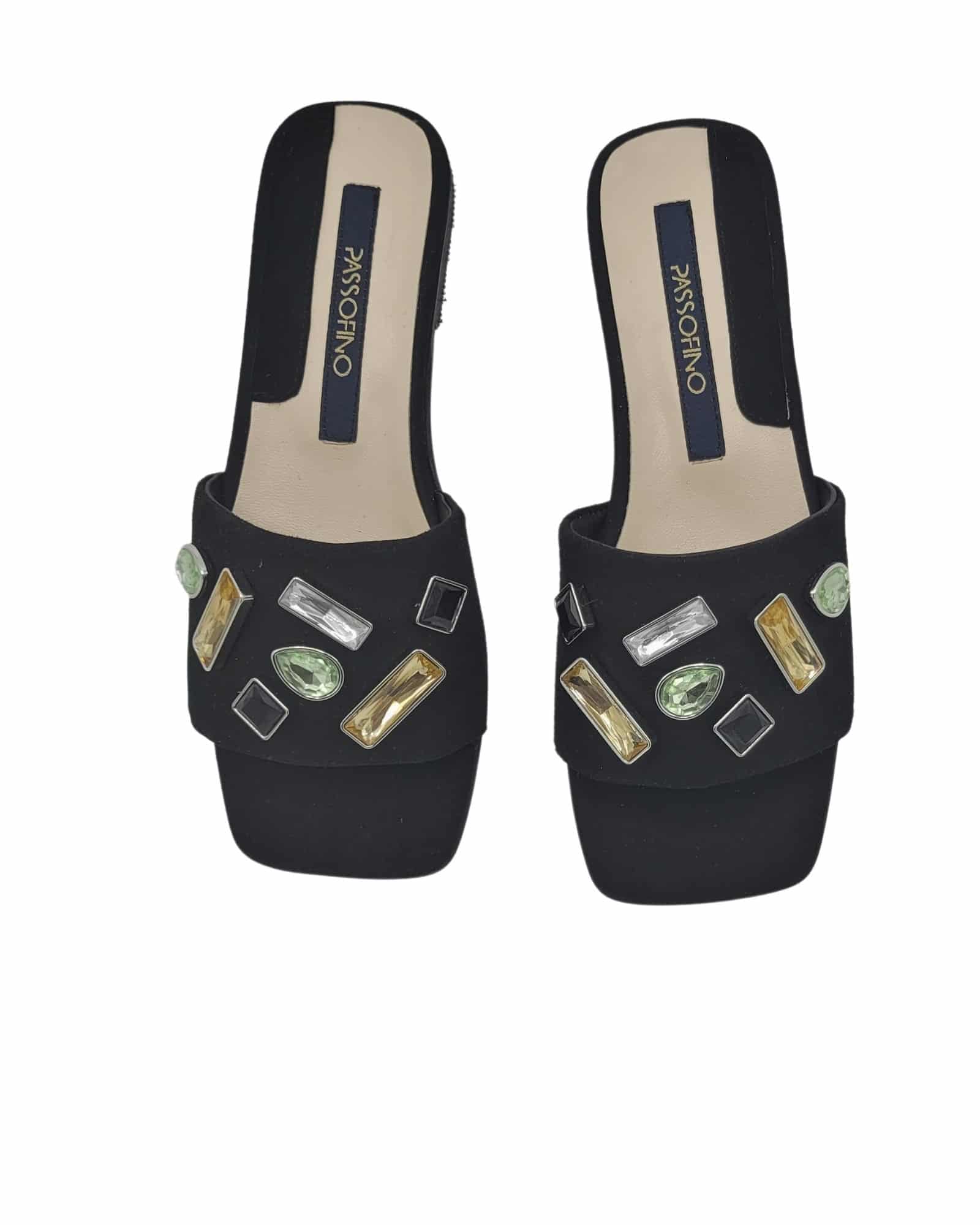 Papuci accesorizati din piele intoarsa StoneBlack