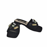 Papuci accesorizati din piele intoarsa StoneBlack