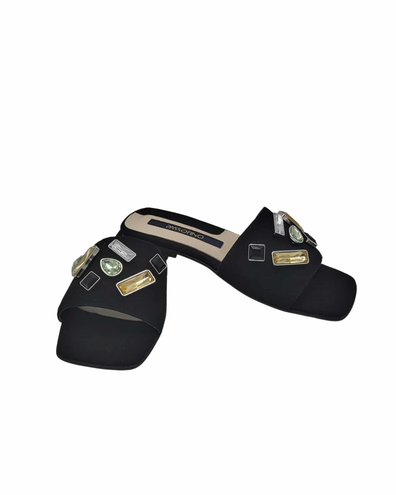 Papuci accesorizati din piele intoarsa StoneBlack