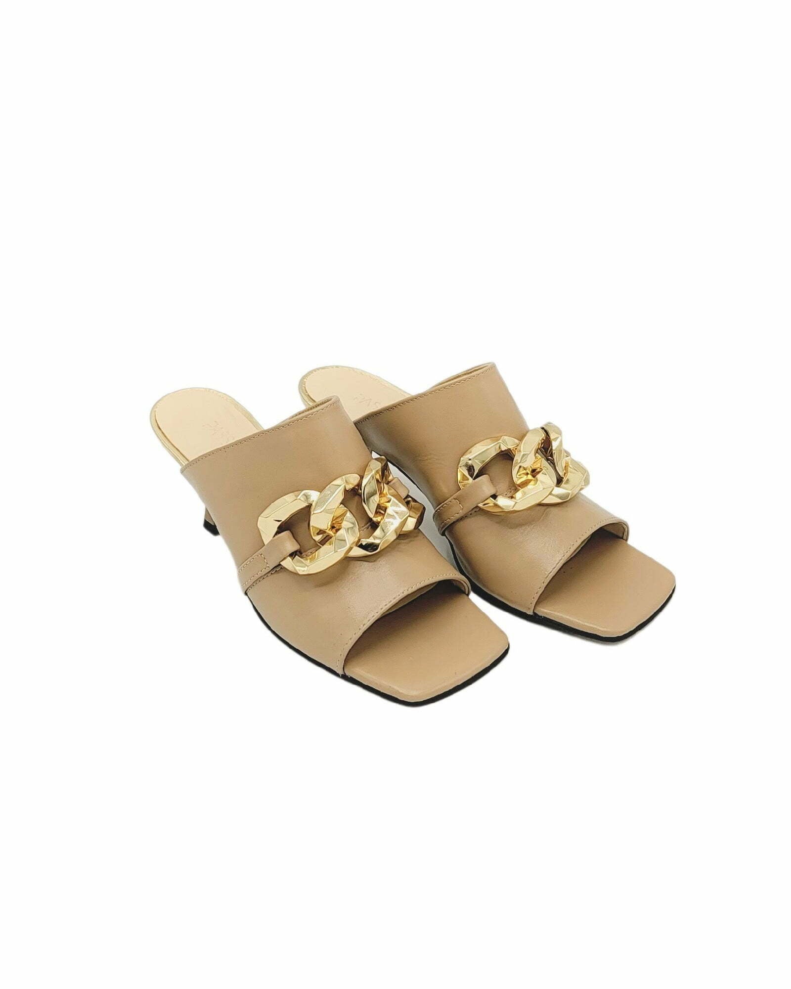 Papuci cu accesoriu modern PF246-5 cappuccino