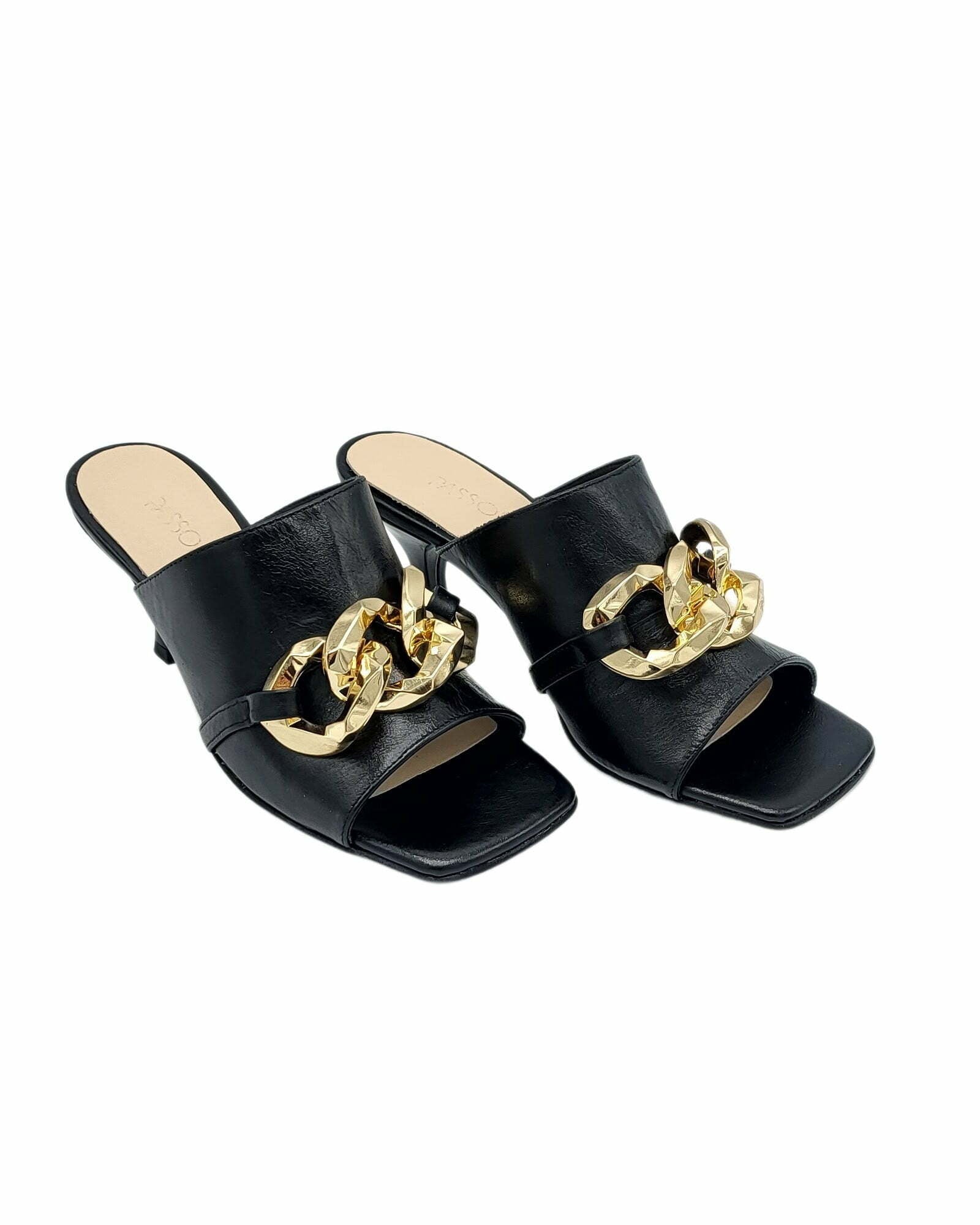 Papuci cu accesoriu modern PF246-5 negru