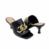 Papuci cu accesoriu modern PF246-5 negru