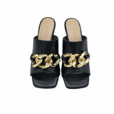 Papuci cu accesoriu modern PF246-5 negru