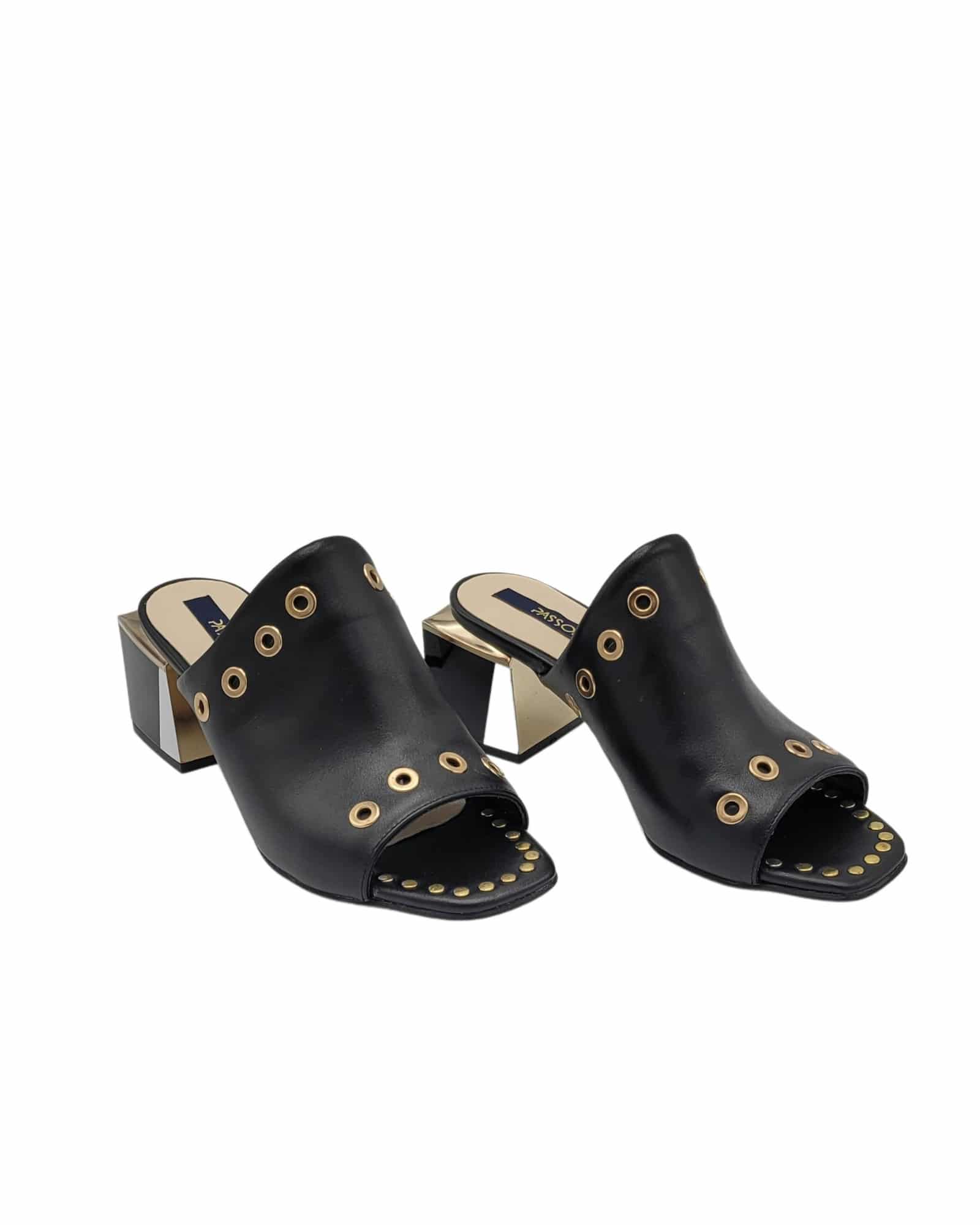 Papuci cu capse aurii Erato Black