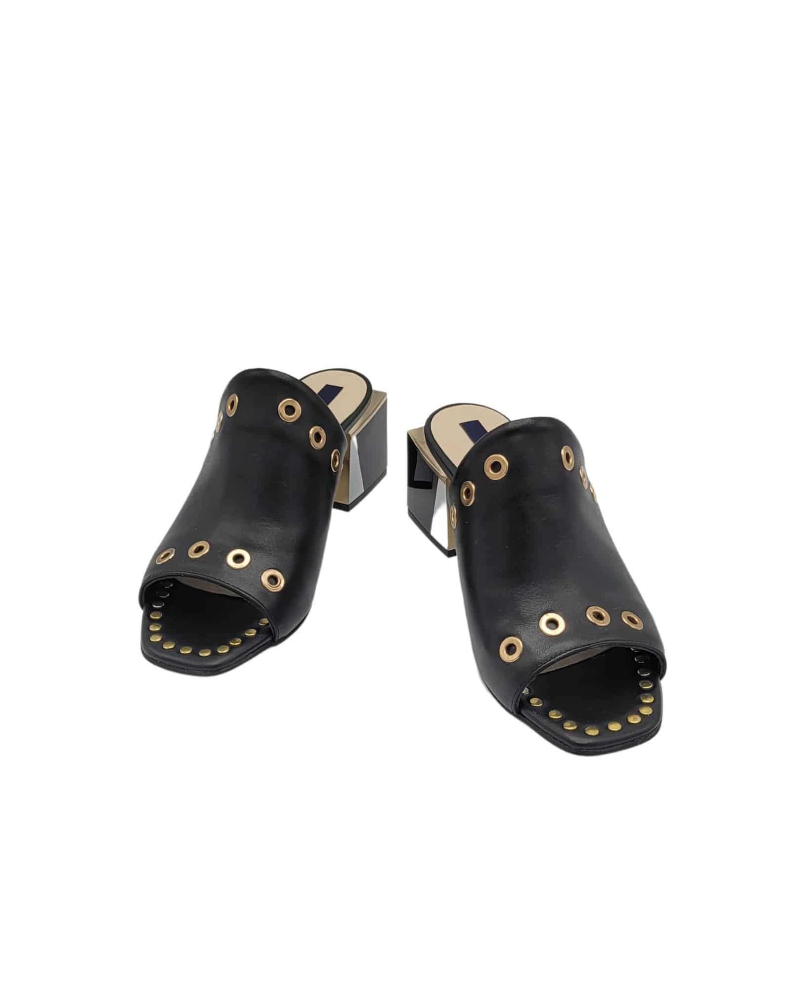 Papuci cu capse aurii Erato Black
