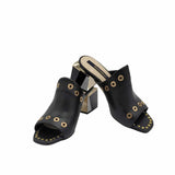 Papuci cu capse aurii Erato Black