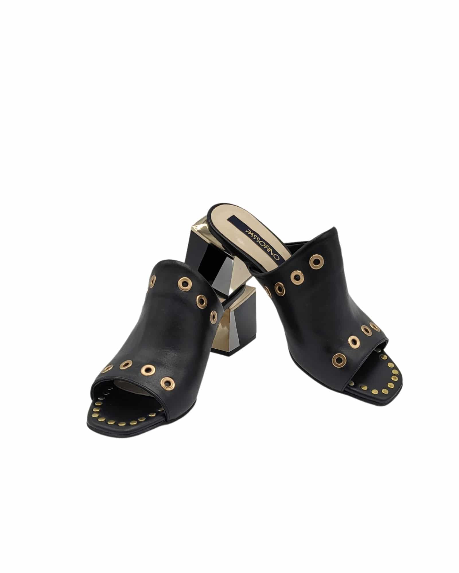 Papuci cu capse aurii Erato Black