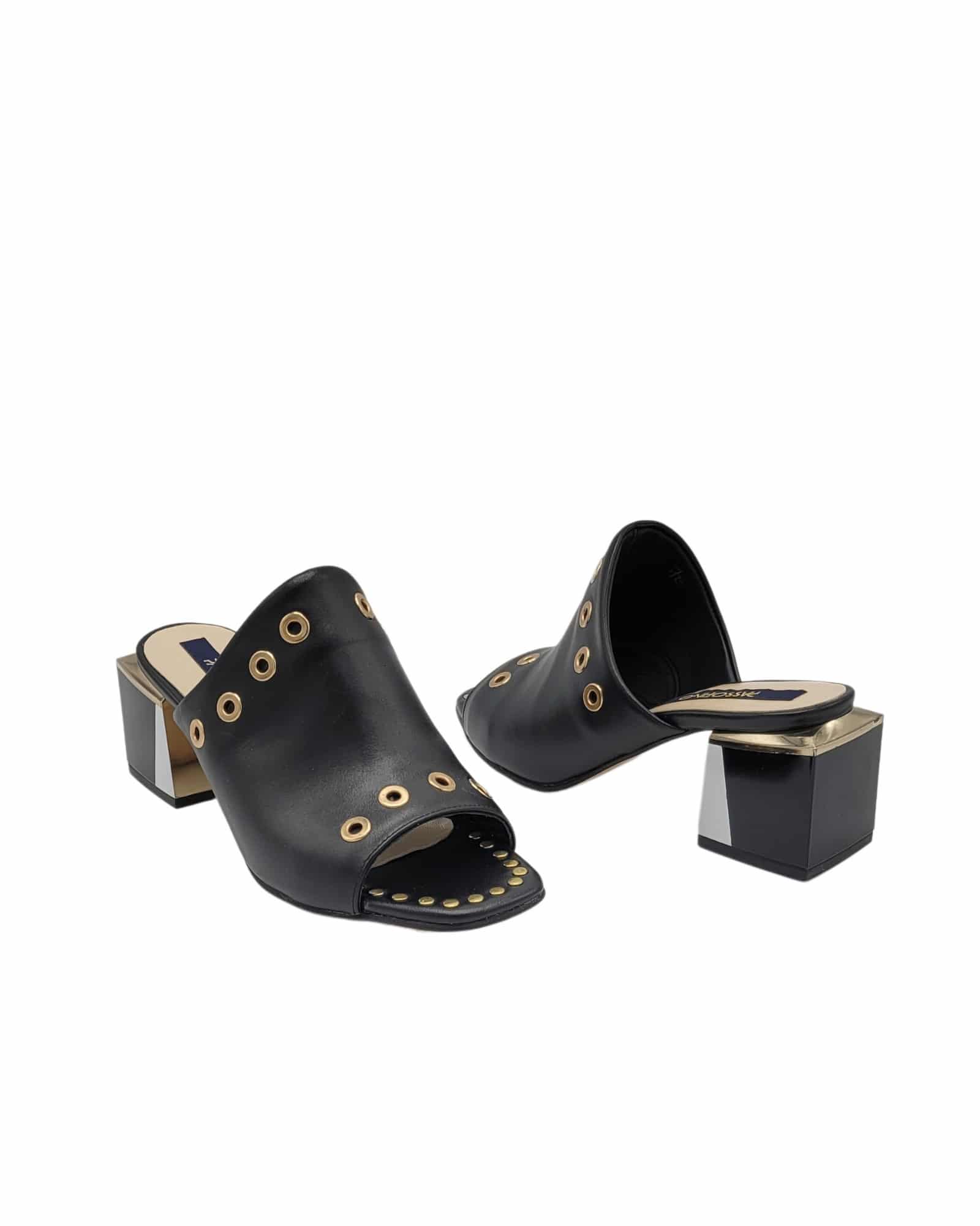 Papuci cu capse aurii Erato Black