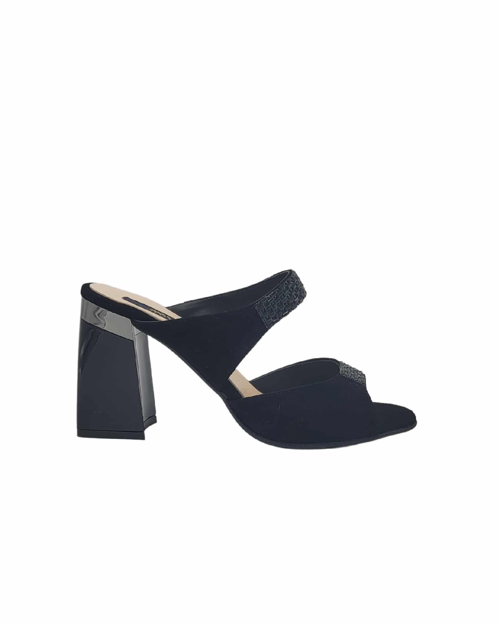 Papuci cu toc inalt si strasuri Orsay Black
