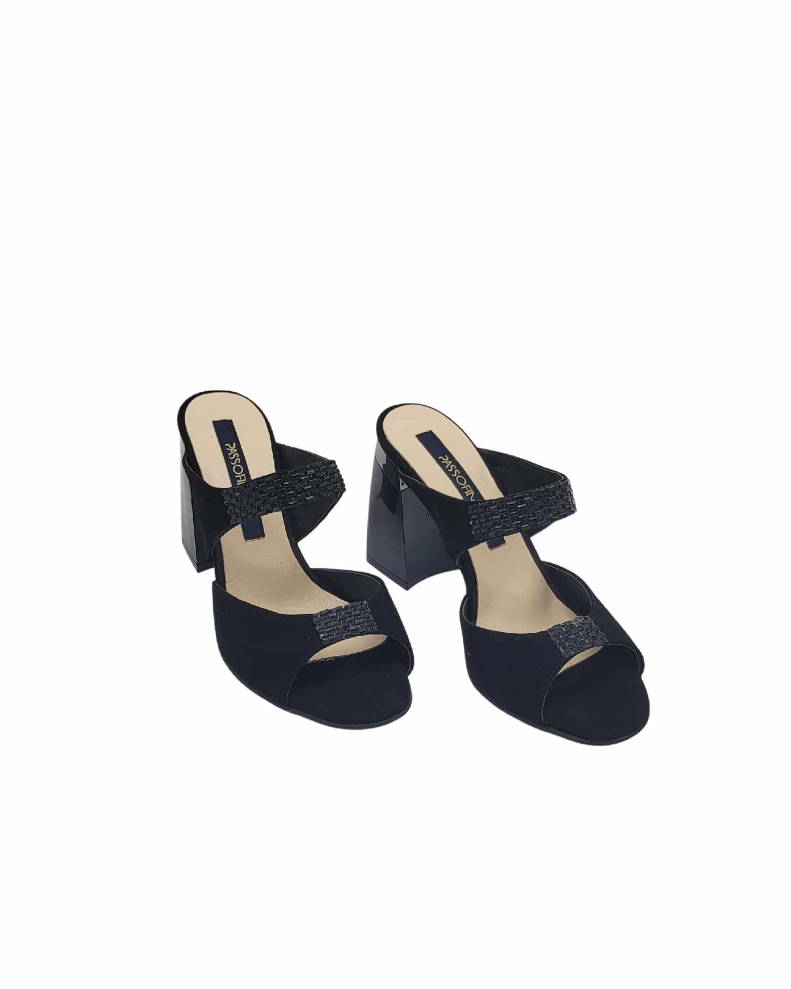 Papuci cu toc inalt si strasuri Orsay Black