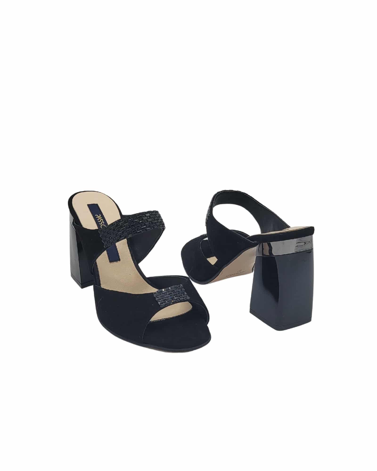 Papuci cu toc inalt si strasuri Orsay Black