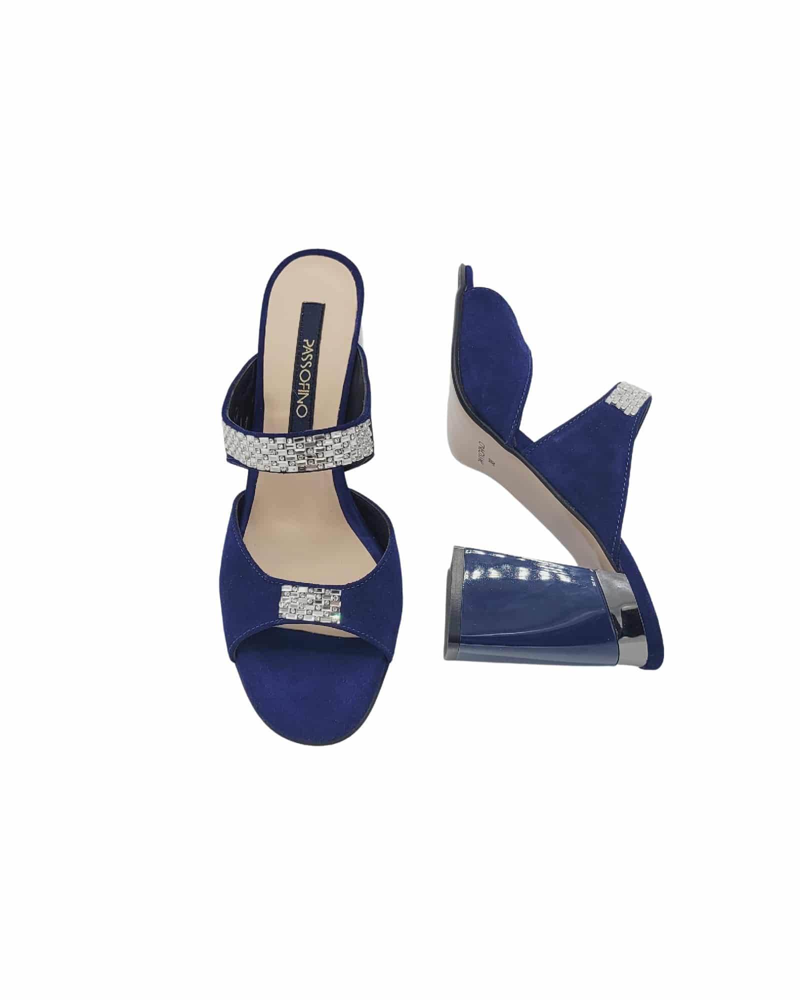 Papuci cu toc inalt si strasuri Orsay Blue