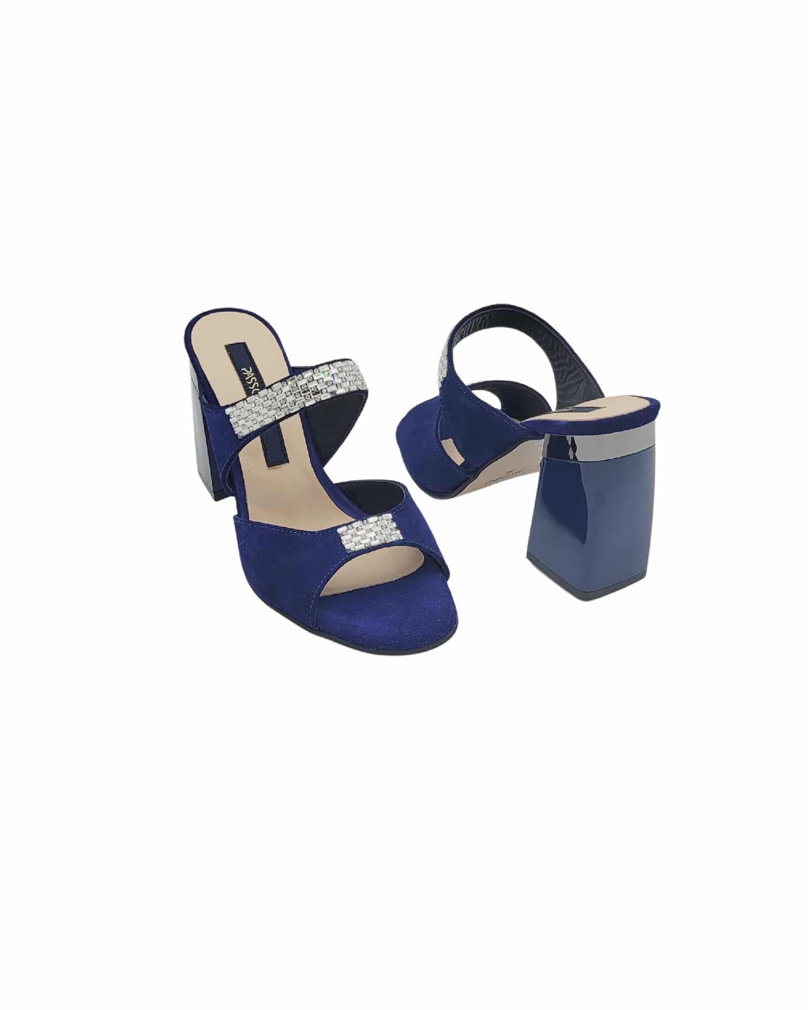 Papuci cu toc inalt si strasuri Orsay Blue