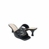 Papuci cu toc jos si cusaturi PF246-2 negru