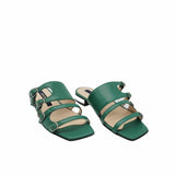 Papuci cu toc patrat si catarame Amber Green