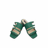Papuci cu toc patrat si catarame Amber Green