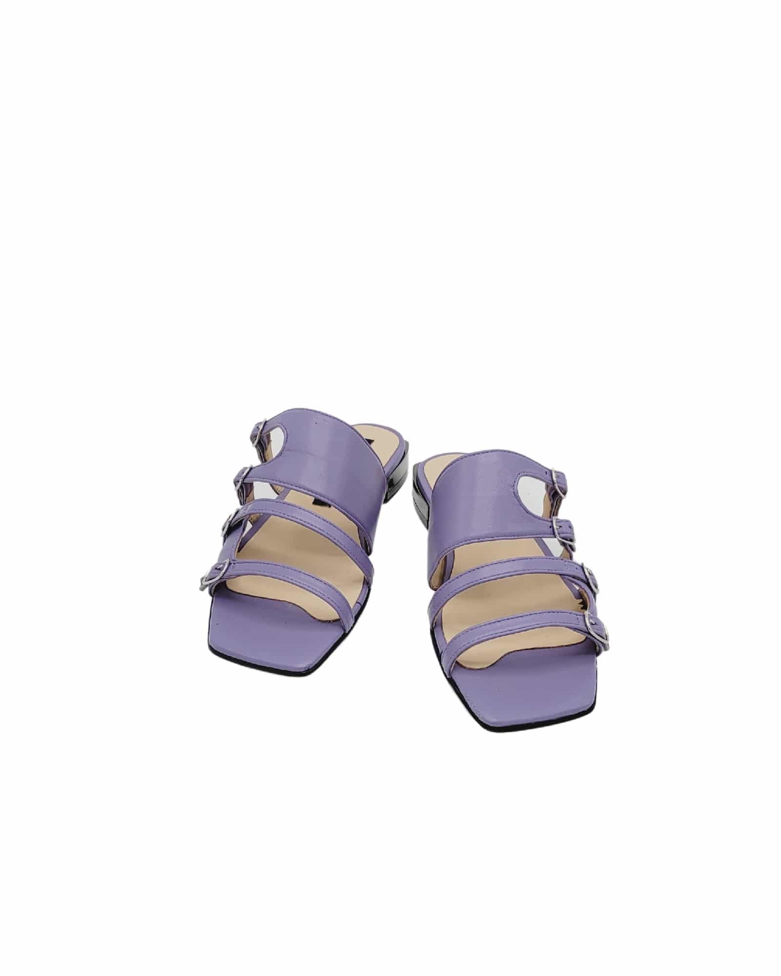 Papuci cu toc patrat si catarame Amber Purple