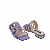 Papuci cu toc patrat si catarame Amber Purple