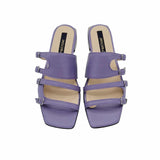 Papuci cu toc patrat si catarame Amber Purple