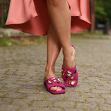 Papuci moderni accesorizati Stone Fuchsia