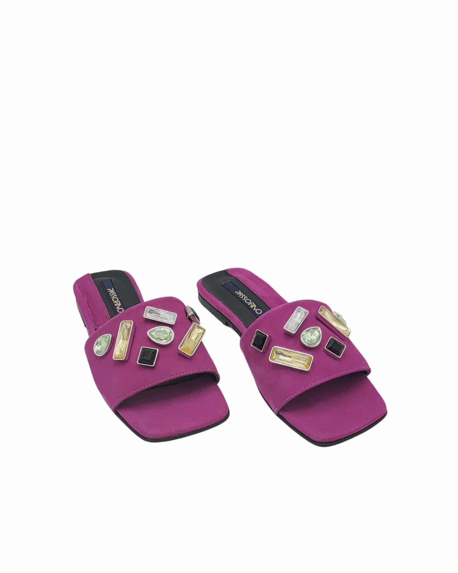 Papuci moderni accesorizati Stone Fuchsia