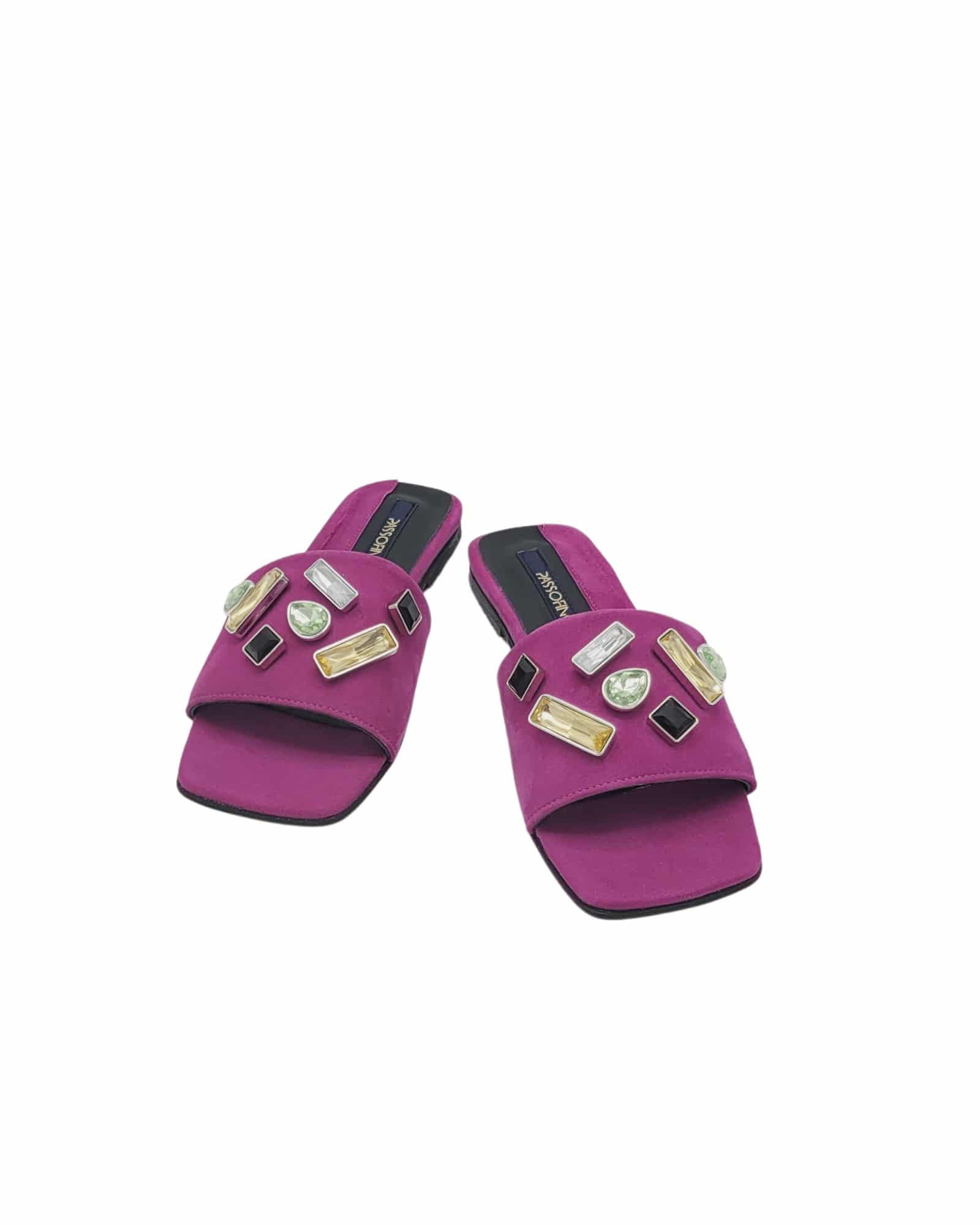 Papuci moderni accesorizati Stone Fuchsia