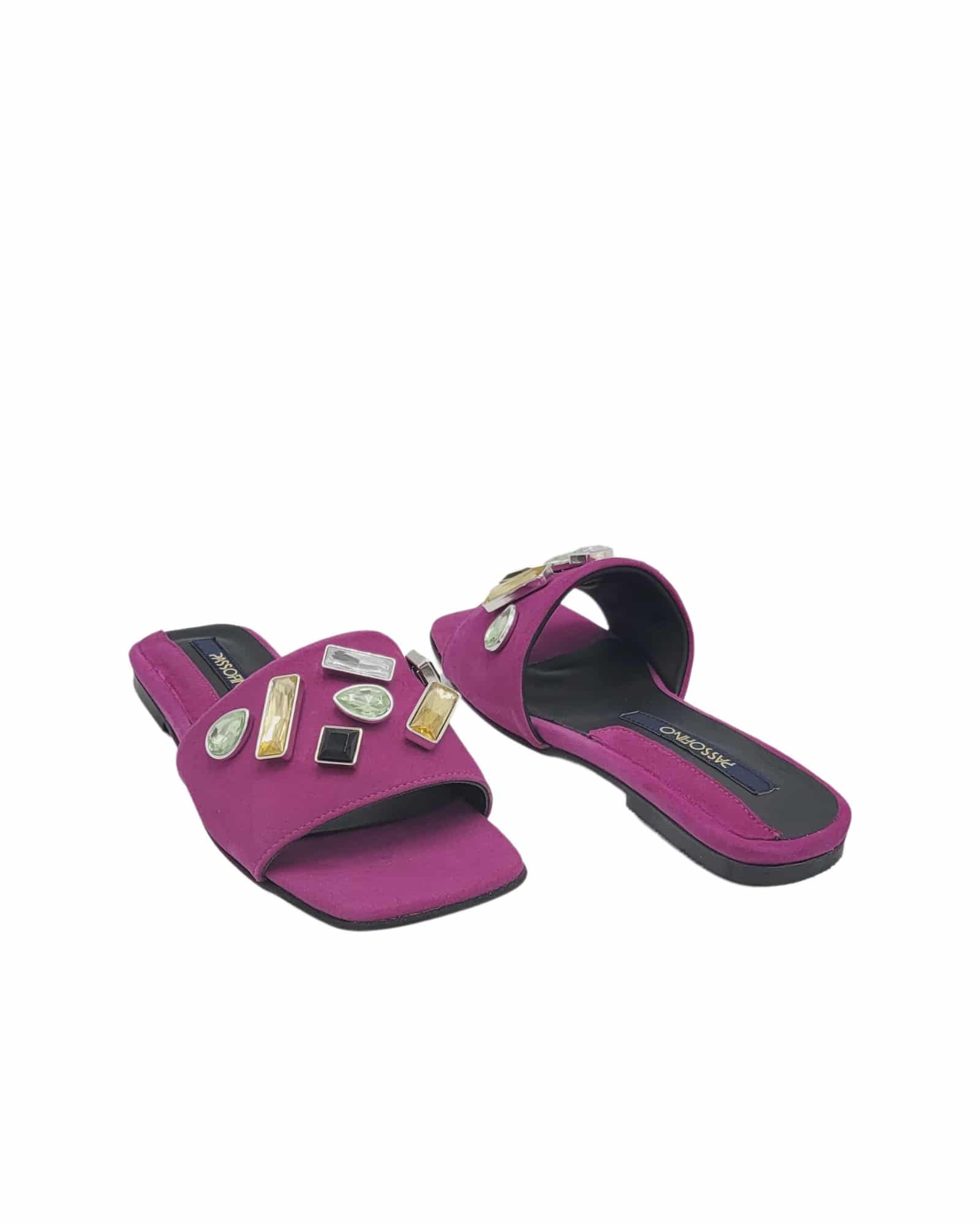 Papuci moderni accesorizati Stone Fuchsia