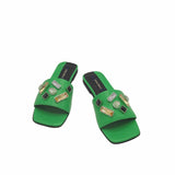 Papuci moderni accesorizati Stone Green
