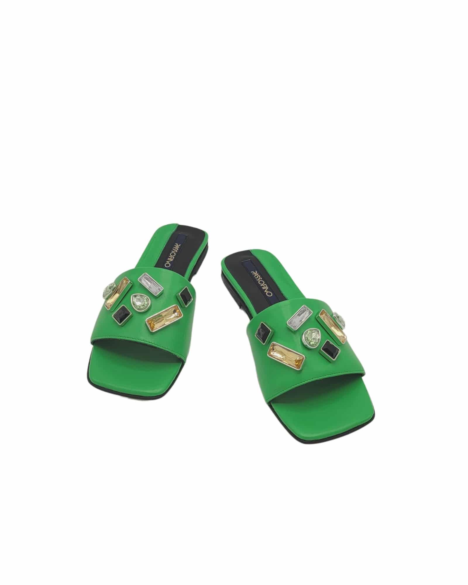 Papuci moderni accesorizati Stone Green